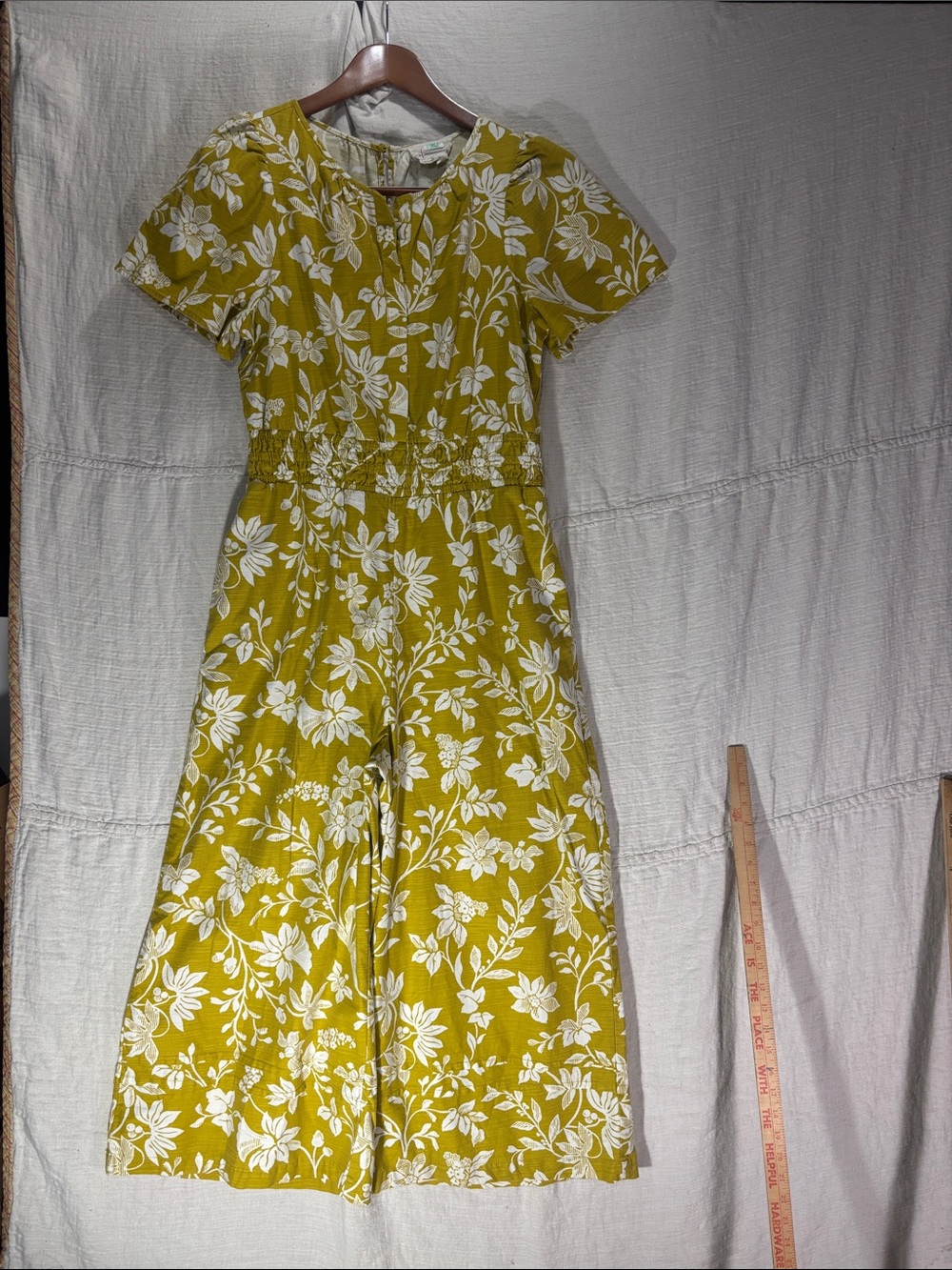Anthropologie The Somerset Wide Leg Jumpsuit Yellow Floral Medium
